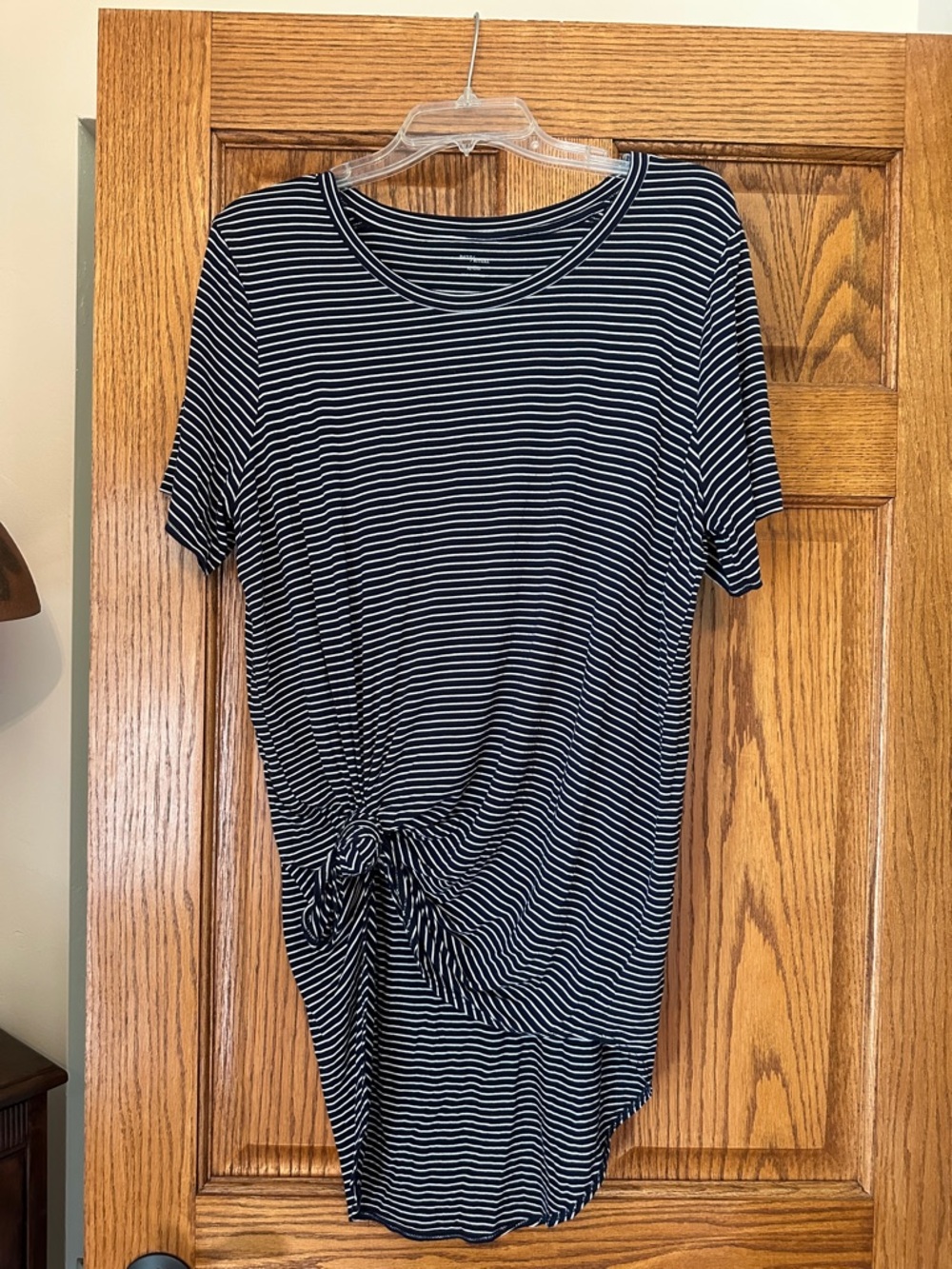 Daily Ritual Navy & White Striped Side-Tie Short Sleeve Tunic